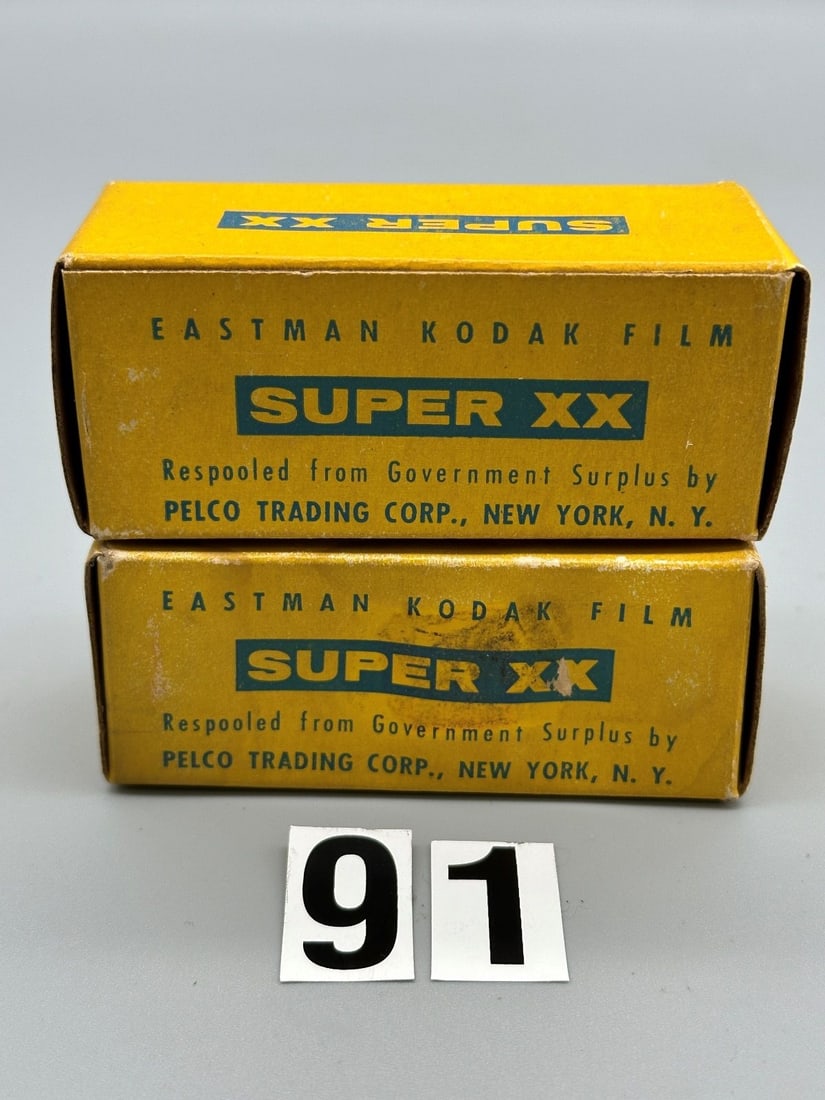 (2) Vintage Rolls of Kodak Super XX 116 Black and White Film: (2) Vintage Rolls of Kodak Super XX 116 Black and White Film: The film was re-spooled from government surplus by Pelco Trading Corp. Expired date was not marked on the box. My guess, late 1940's. The