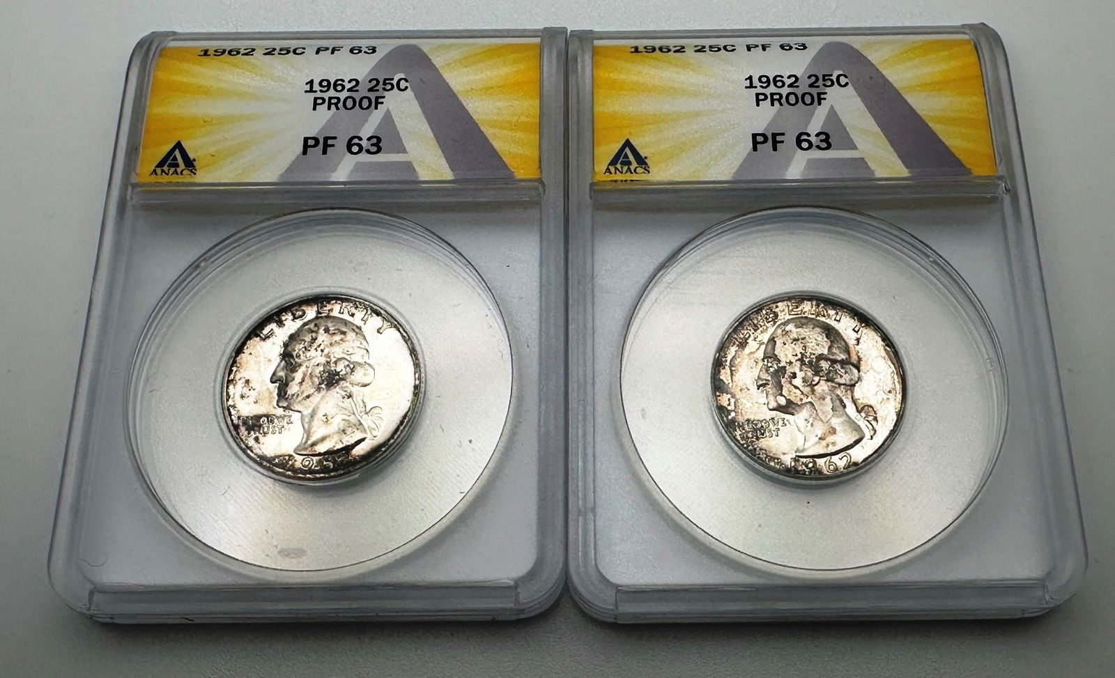 (2) 1962 25C Anacs PF 63 Proofs (1 of 2)