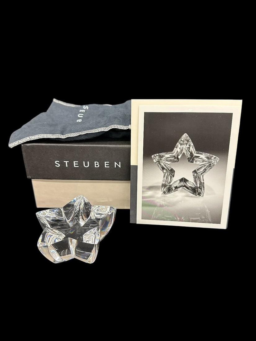 Steuben Glass Star Crystal Paperweight with Original Box (1 of 2)