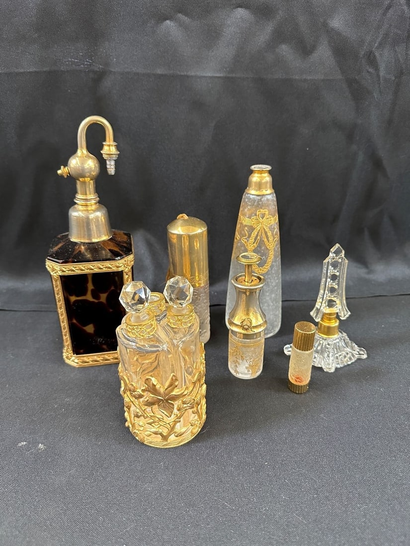 Group of French Glass Perfume Bottles: Group of French Glass Perfume Bottles: Seven in all.
