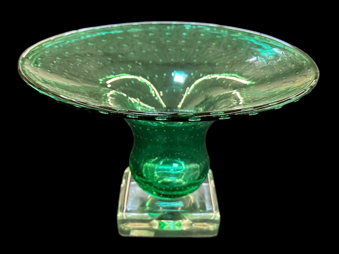Erickson Green Art Glass Optic Bubble: Erickson Green Art Glass Optic Bubble: Measures 6" tall, 9.5" in diameter.