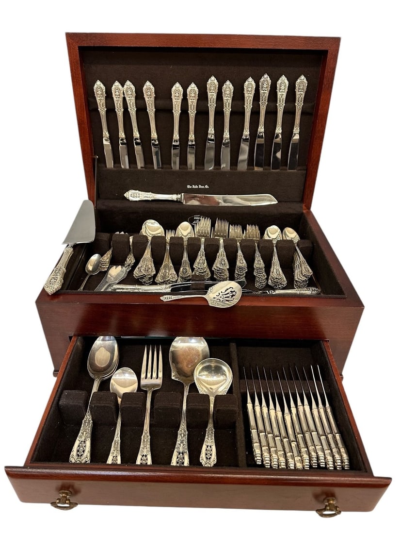 Sterling Silver Flatware Wallace "Rose Point" 173 Pieces (1 of 7)