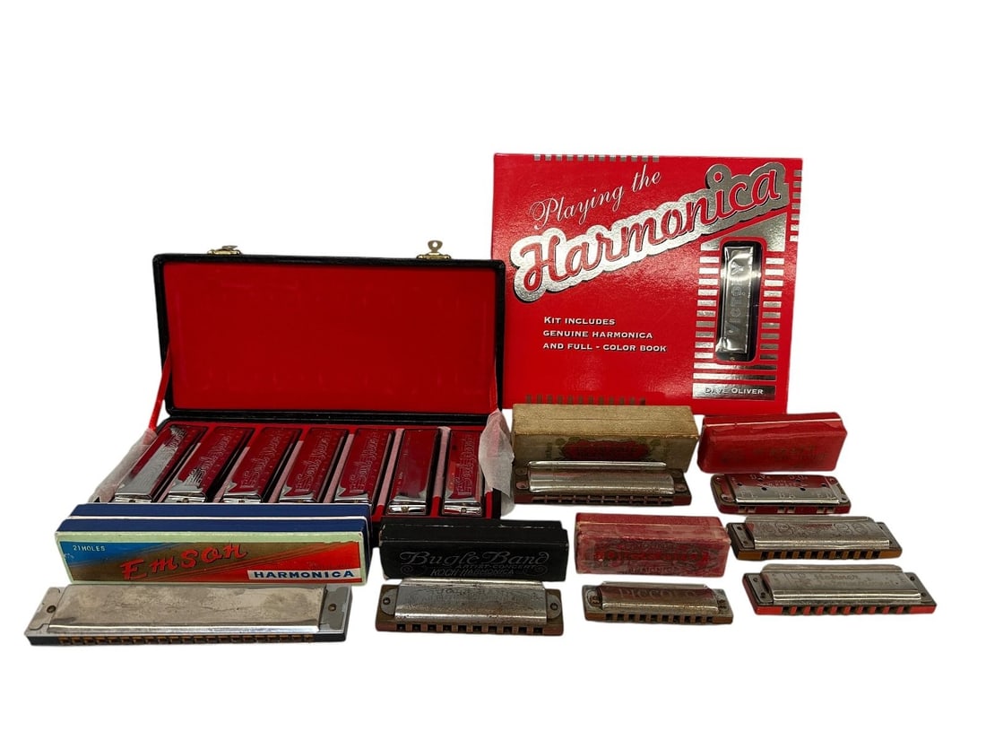 Group of Harmonicas Most in Original Boxes: Group of Harmonicas Most in Original Boxes: Includes set of 7 Soul Man in case.