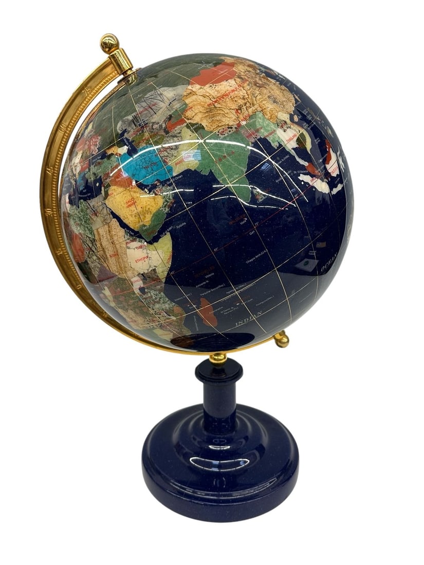 Lapis World Globe With Semi Precious Stones (1 of 4)