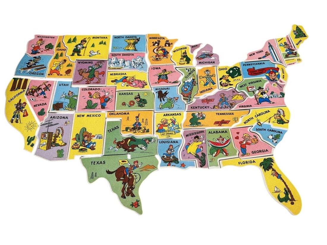 Rare 1953 Howdy Doody Puzzle Map from Burry Biscuit Corporation (1 of 3)