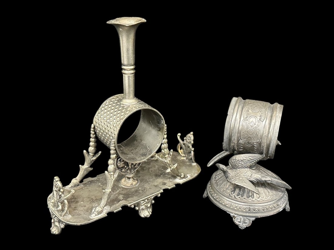 (2) Silver Plate Figural Napkin Rings (1 of 3)