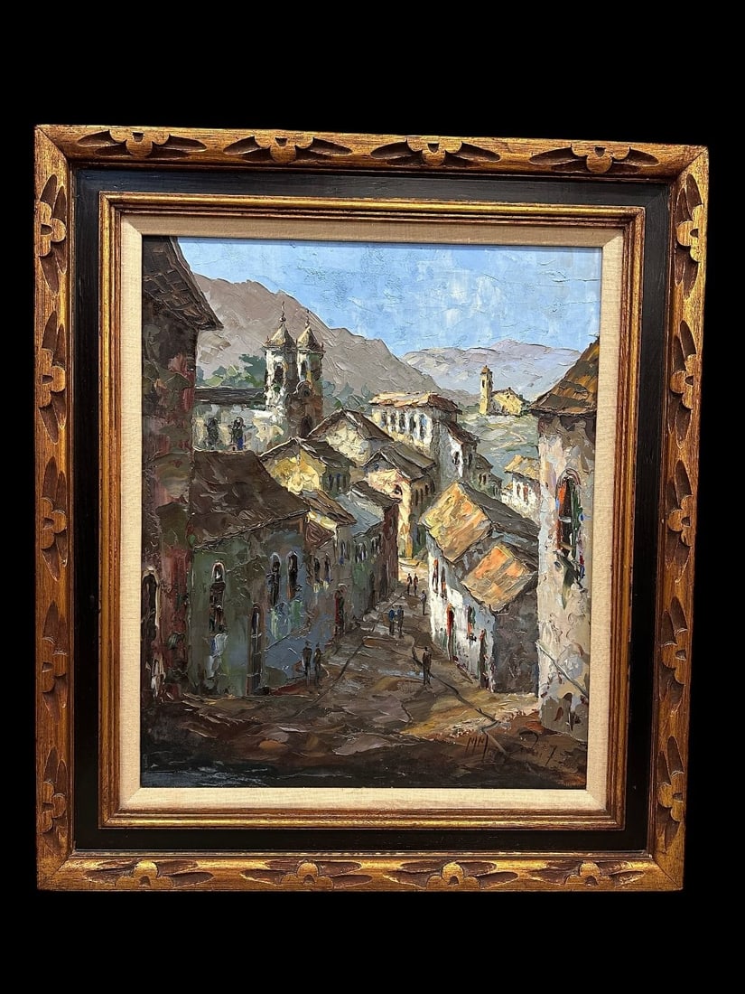 Oil on Canvas Meride, Switzerland Signed: Oil on Canvas Meride, Switzerland Signed: Canvas measures 20x24". Framed measures 27.75" x 31.5".