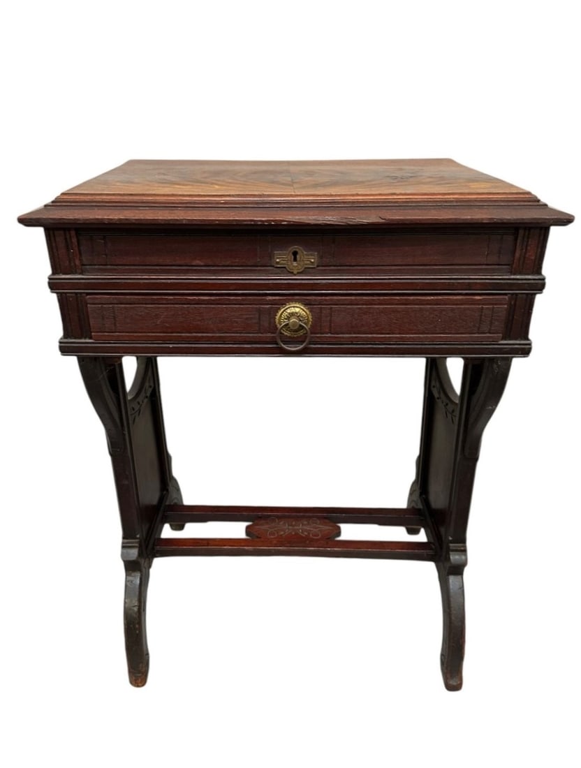 Early American Sewing Table c. 1870: Early American Sewing Table c. 1870. This sewing table measures 23 x 16 x 30". See photos for condition.