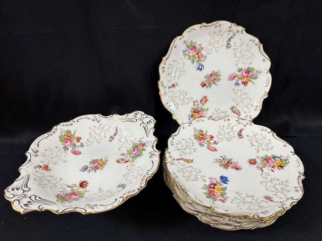 (8) Pieces Coalport China: (8) Pieces Coalport China: 8 plates, one compote.
