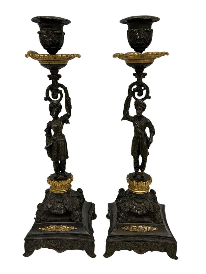Pair Neo Classical Figural Candle Stands (1 of 3)