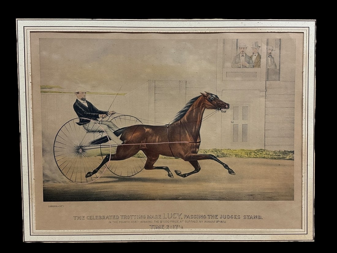 Currier and Ives Hand Colored Lithograph "The Celebrated Trotting Mare Lucy" (1 of 5)