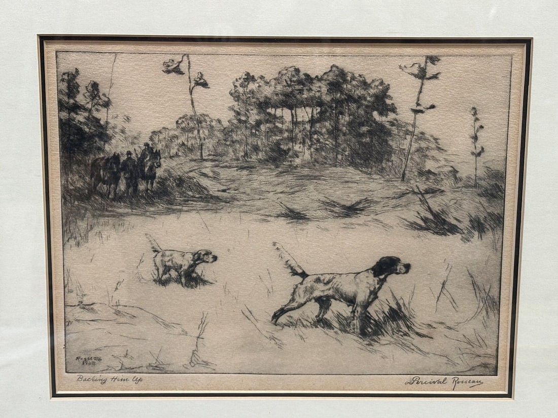 Percival Rosseau (American 1859-1937) Etching "Backing Him Up" (1 of 5)