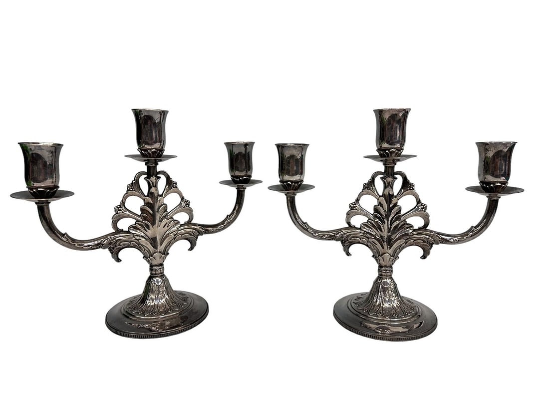 1847 Rogers Marquise Silver Plate 1933 Candleabras: 1847 Rogers Marquise Silver Plate 1933 Candleabras: 8.5" tall, 9.5" wide.