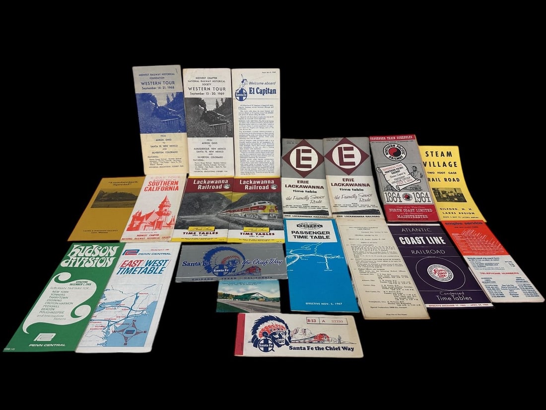 Group of Early Railroad Brochures and Time Tables: Group of Early Railroad Brochures