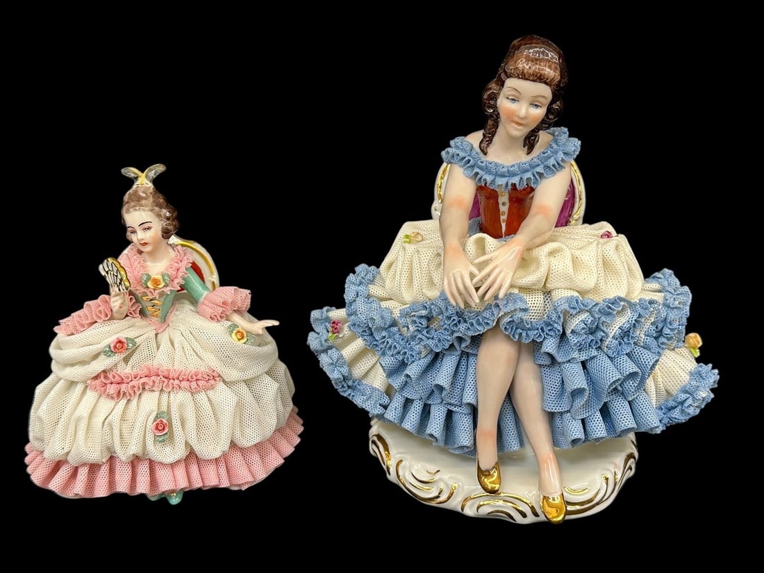 (2) Dresden Lace Figurines (1 of 6)