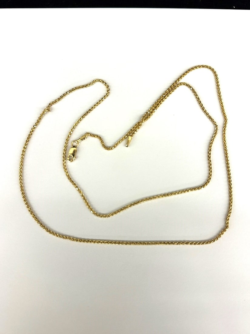 14k Gold Necklace: 14k Gold Necklace: 24" long total weight is 5.2 grams.