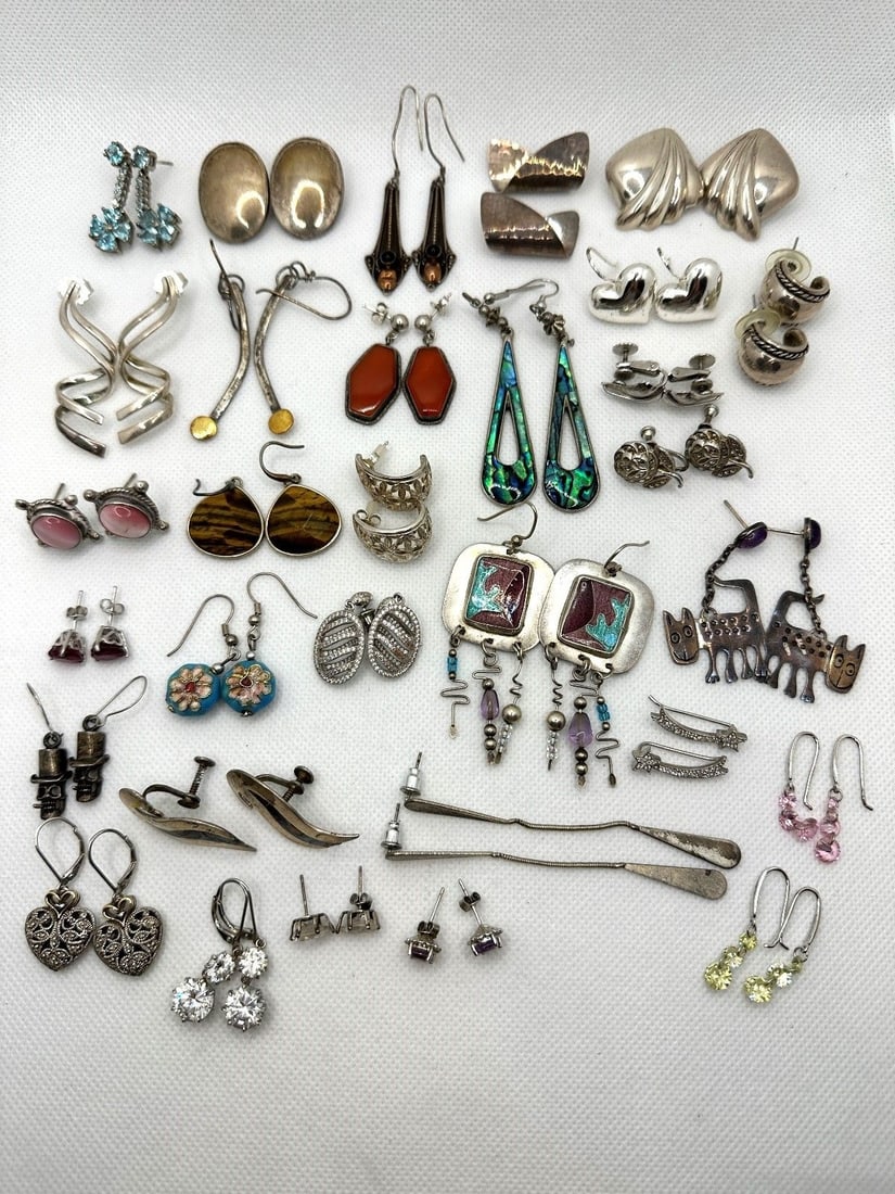 (31) Pairs Sterling Silver Earrings (1 of 6)