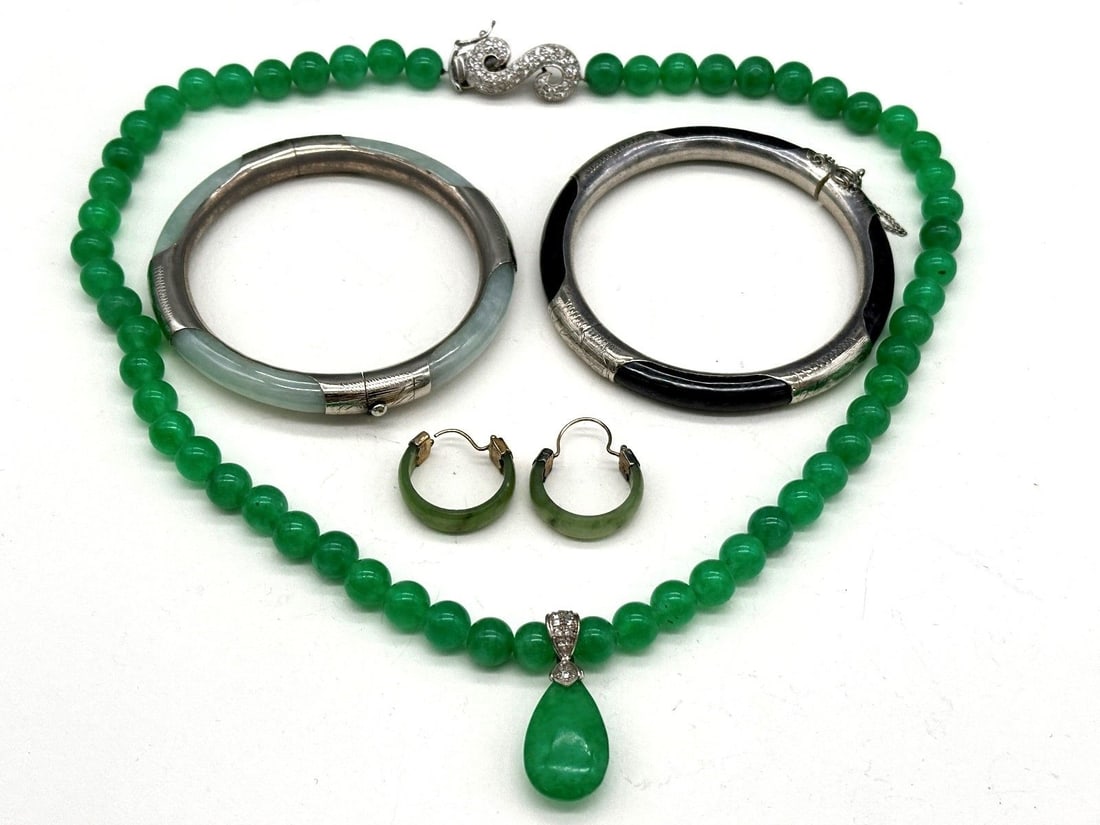 Group of Jade and Sterling Silver Jewelry (1 of 4)