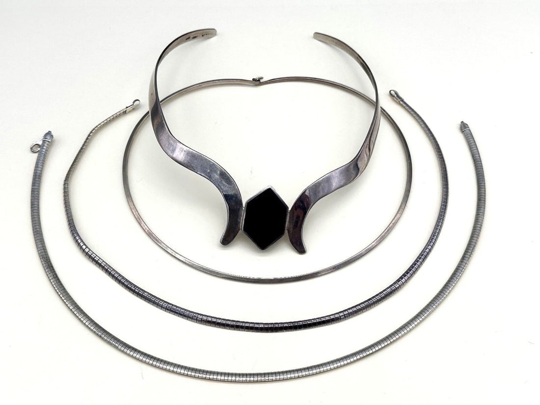 (4) Sterling Silver Choker Necklaces: (4) Sterling Silver Choker Necklaces