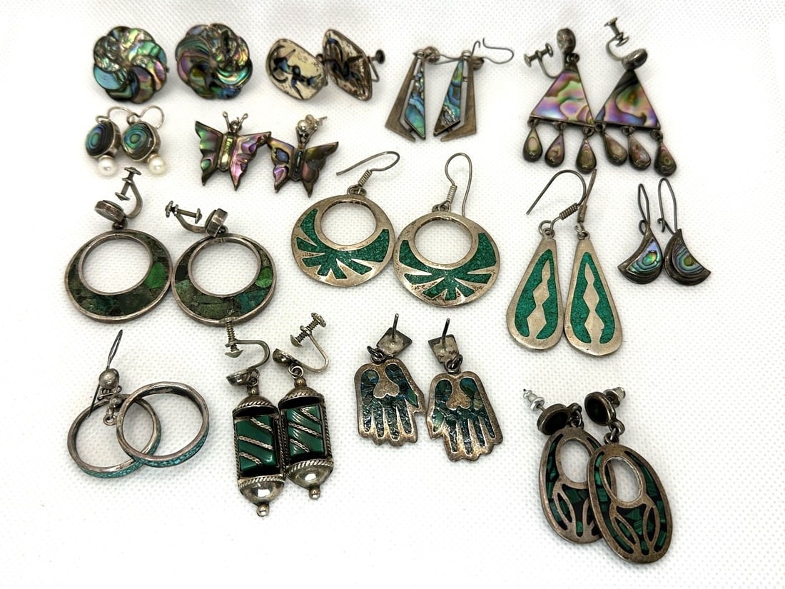 (14) Pairs Sterling Silver Earrings (1 of 7)