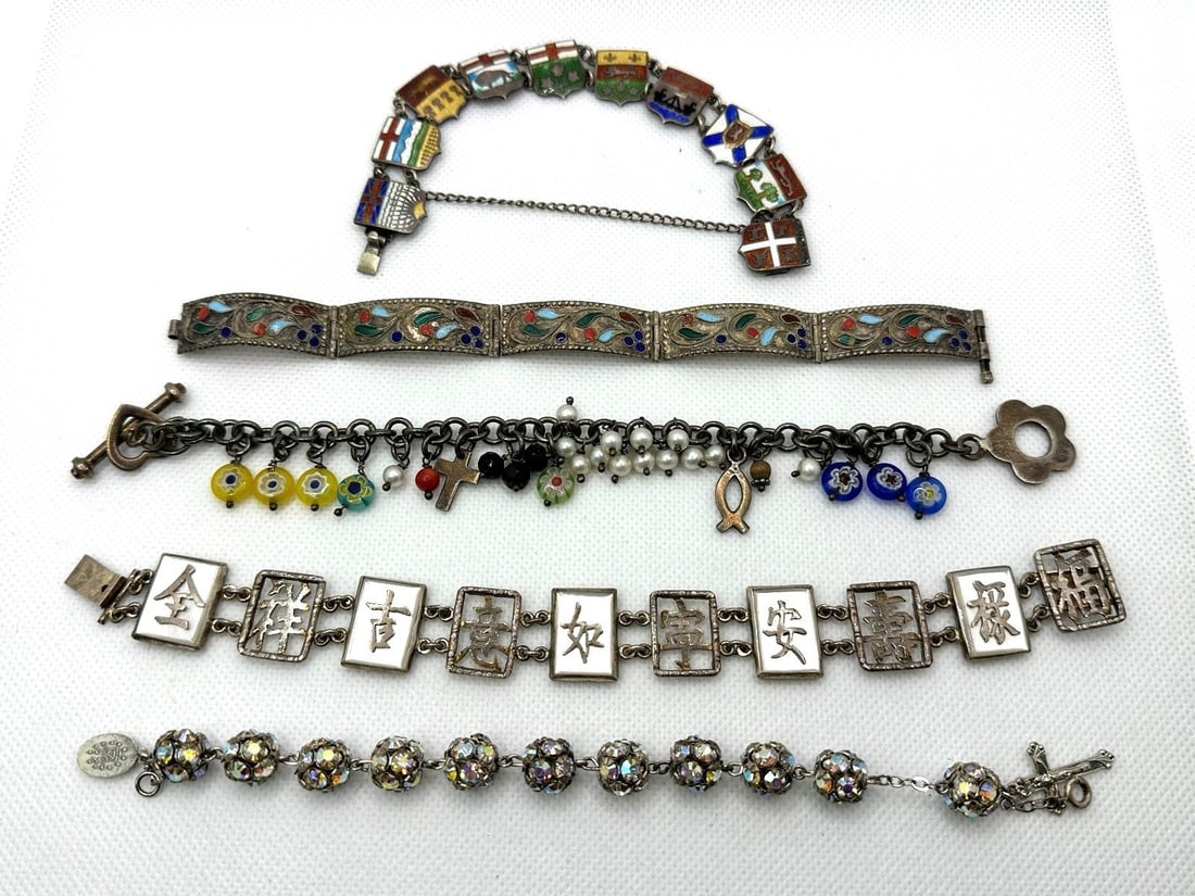 (5) Sterling Silver Bracelets: (5) Sterling Silver Bracelets : Total weight is 110.5 grams.