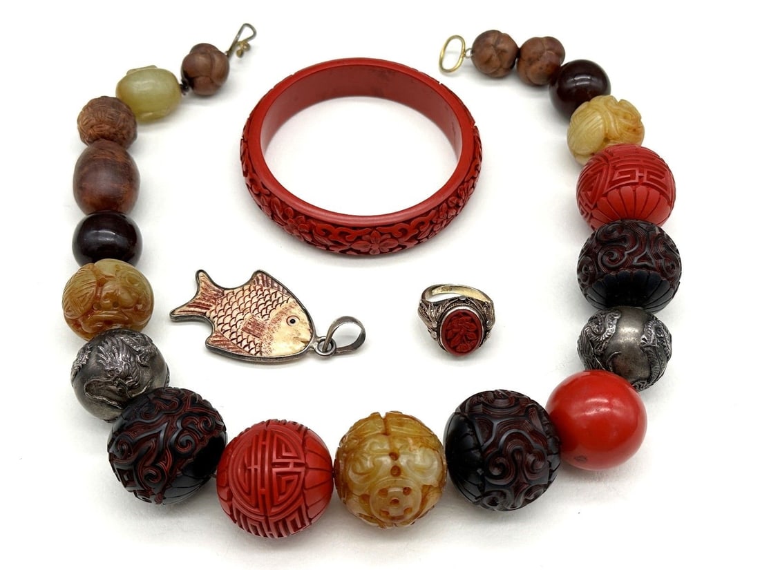 Group of Cinnabar Jewelry (1 of 4)