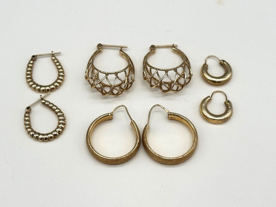 (5) Pairs 14k Gold Earrings (1 of 3)