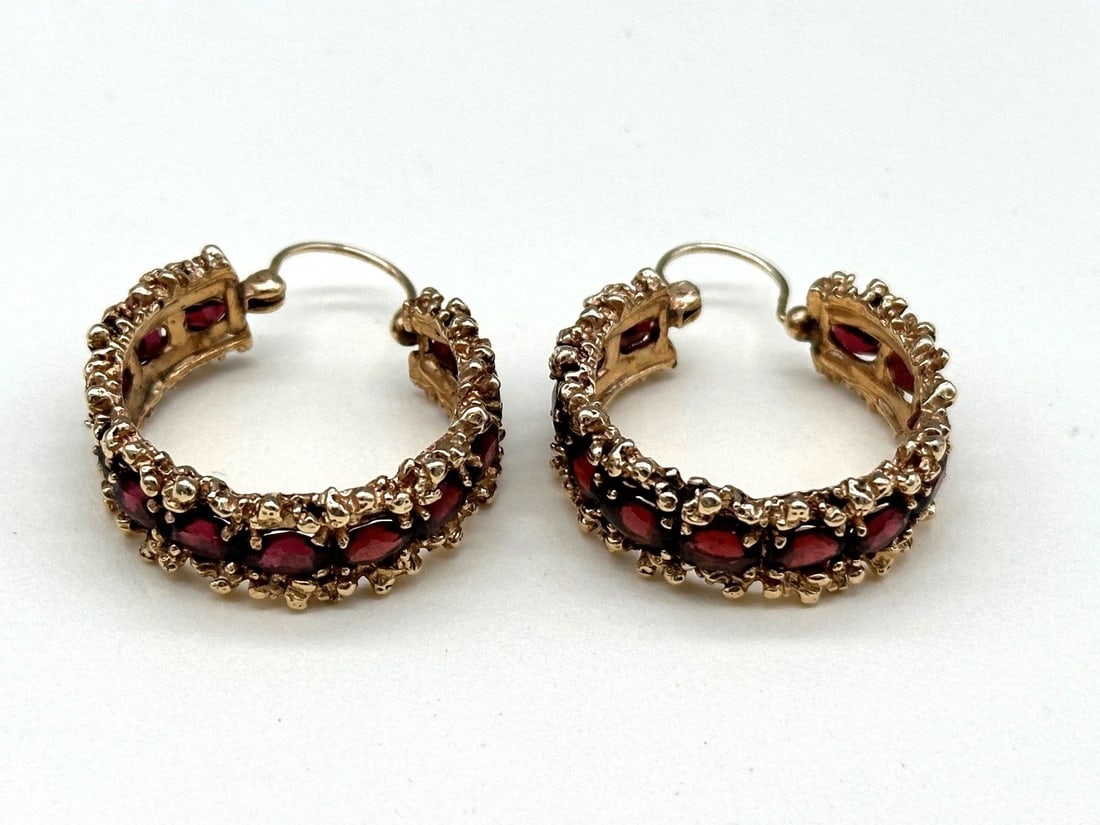 14k Gold Garnet Chunky Earrings (1 of 2)