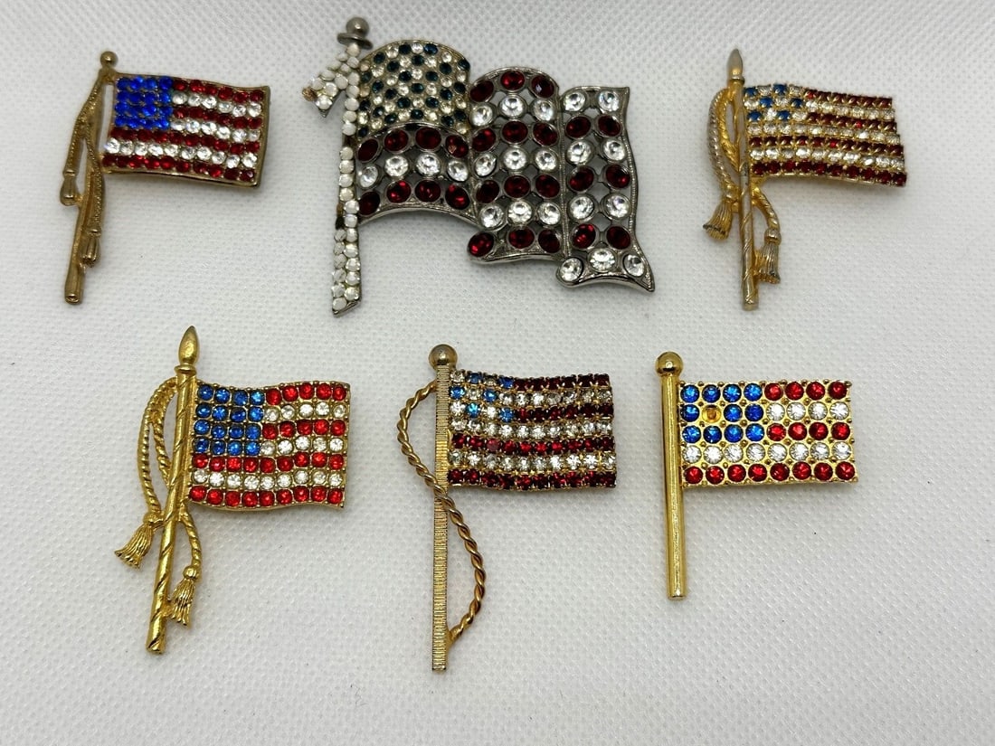 (6) United States Flag Brooches: (6) United States Flag Brooches: Tara, Rafaelian