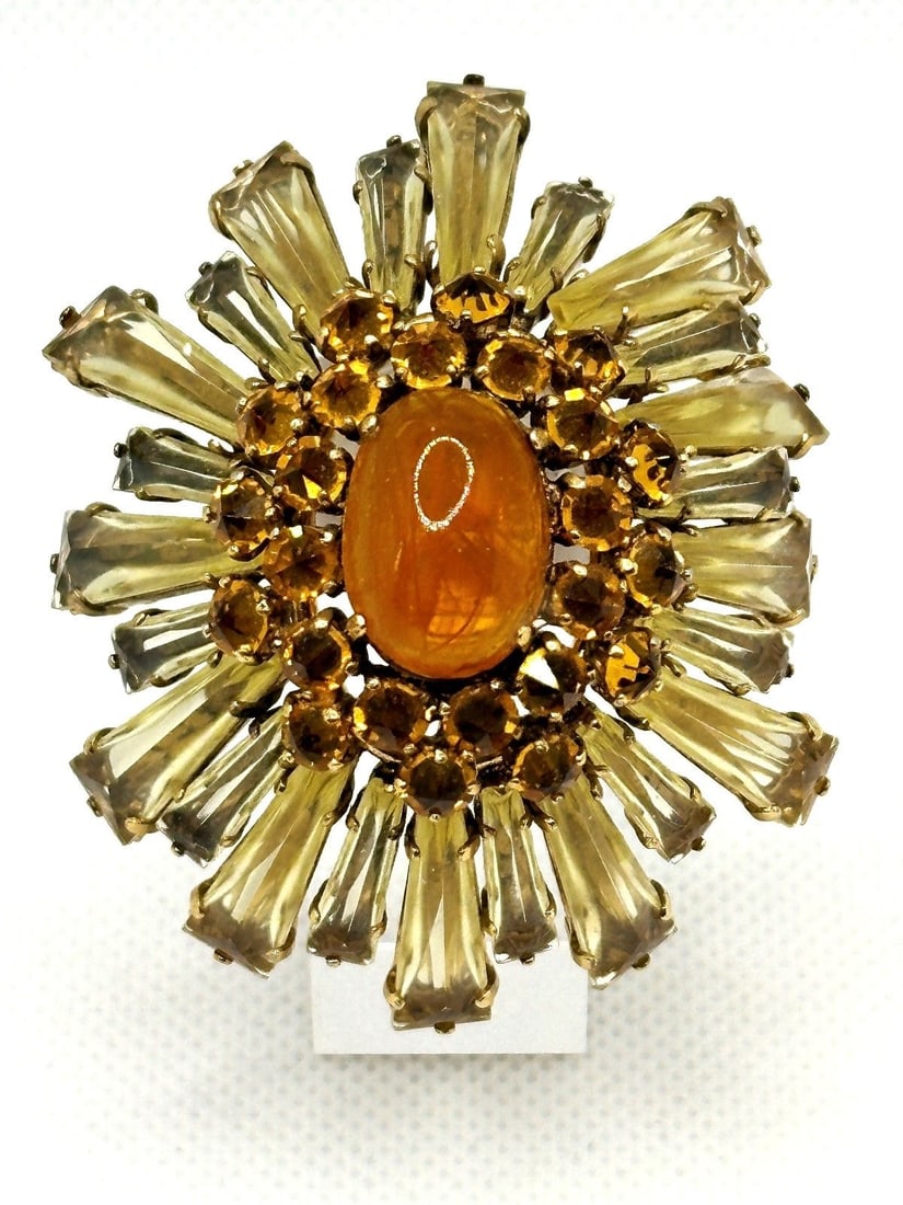 Schreiner Keystone Ruffled Brown Starburst Brooch (1 of 4)