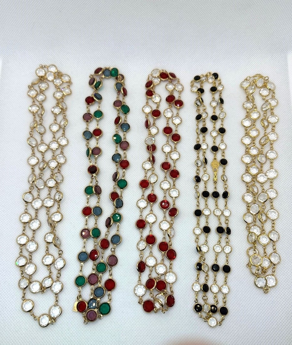 (5) Swarovski Crystal Necklaces: (5) Swarovski Crystal Necklaces: 30"-35" long.
