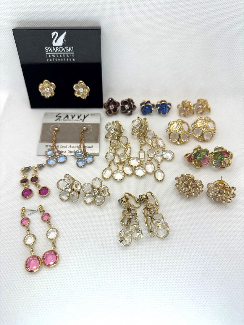 (13) Pairs of Swarovski Earrings: (13) Pairs of Swarovski Earrings