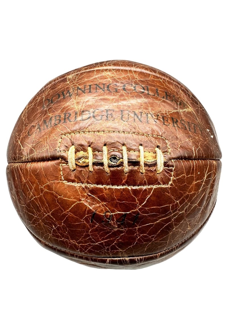 1941 Vintage Lace Up Leather Basketball from Downing College Cambridge University (1 of 6)