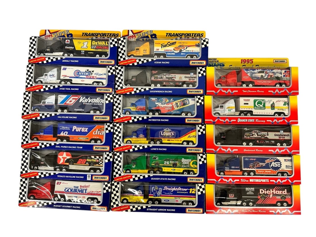 (17) Matchbox Limited Edition Super Star Die Cast Transporters Team Haulers: (17) Matchbox Limited Edition Super Star Die Cast Transporters Team Haulers.