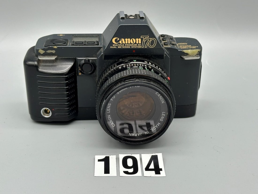 Canon T70 35mm Camera With Canon FD 50mm 1.8 Lens and Skylight Filter (1 of 6)
