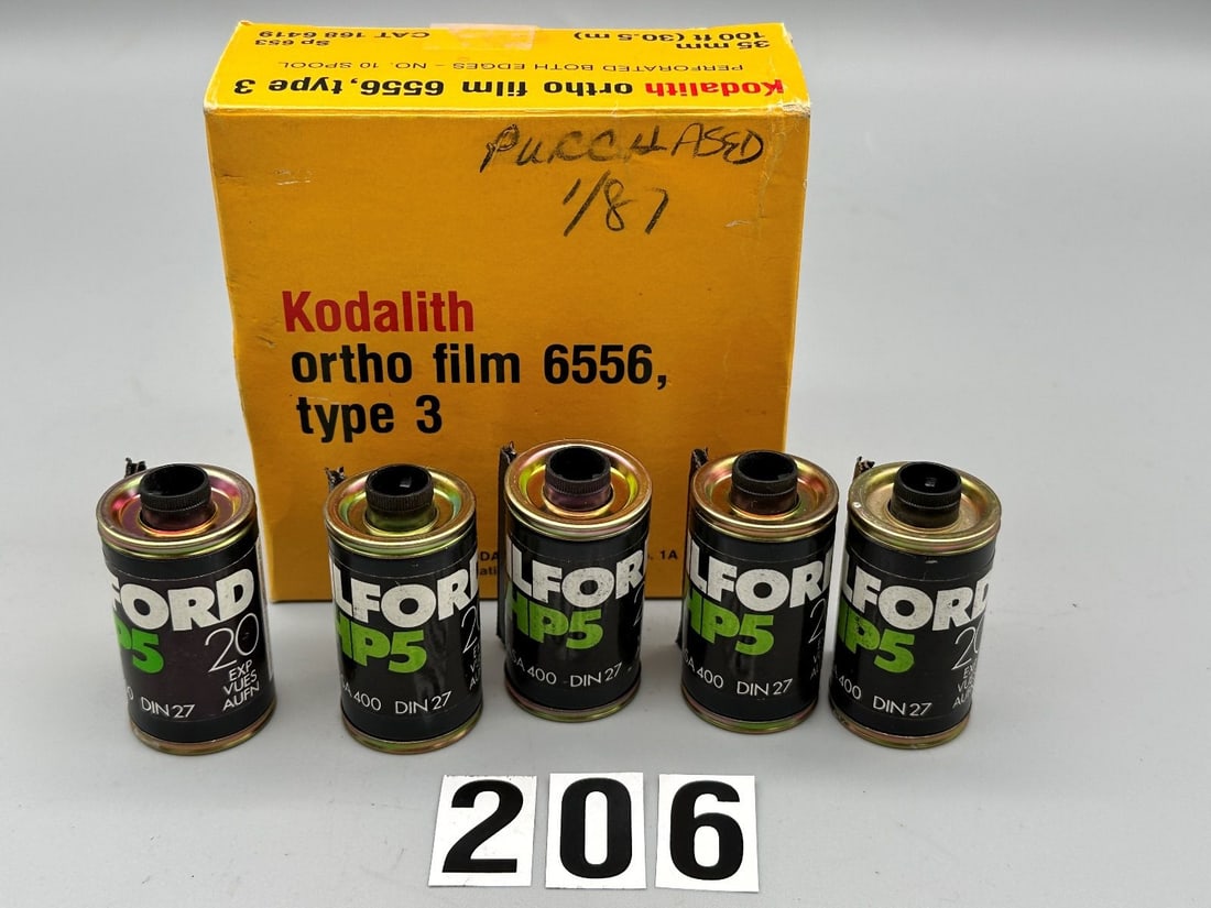 Kodalith Ortho Film 6556, Type 3, Perforated Both Edges 35mm-100 ft. No 10 Spool: Kodalith Ortho Film 6556, Type 3, Perforated Both Edges 35mm-100 ft. No 10 Spool: Included in this lot are 5 35mm reloadable canisters.Just pop off the resnappable end caps and spool.