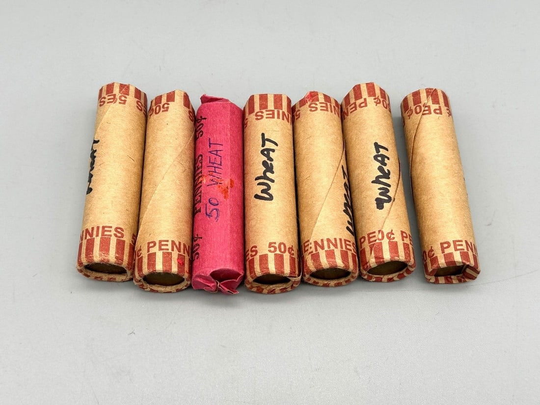 (7) Rolls Unchecked Wheat Pennies (1 of 2)