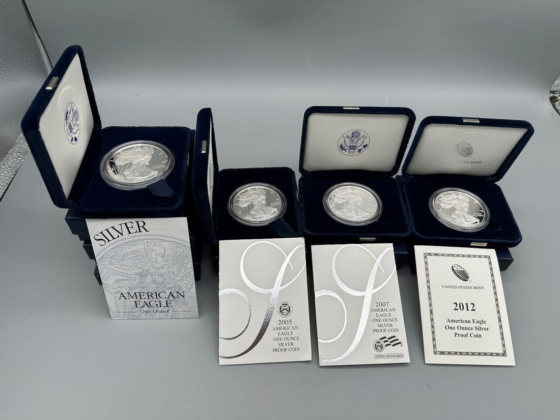 (6) American Eagle Silver Proofs in Boxes and COA's (1 of 5)