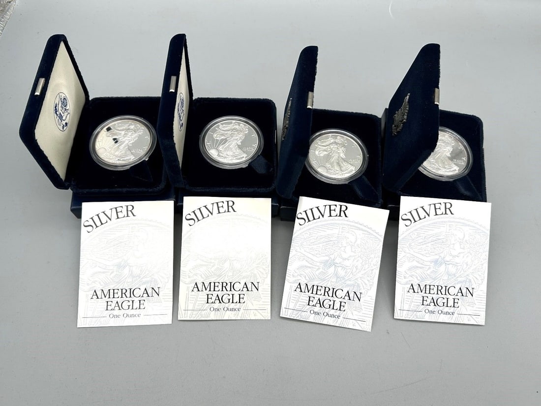 (4) Silver American Eagles Box & COA (1 of 5)