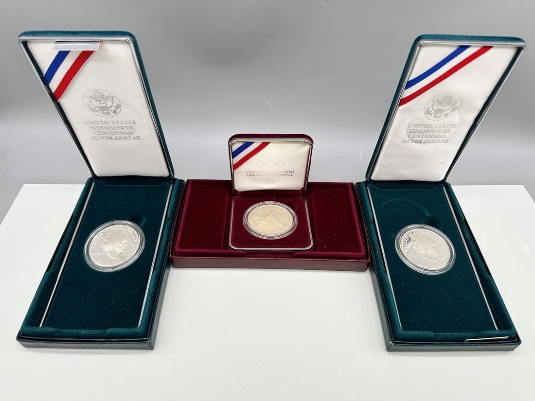 (3) Silver Dollars; Eisenhower, Olympics (1 of 6)