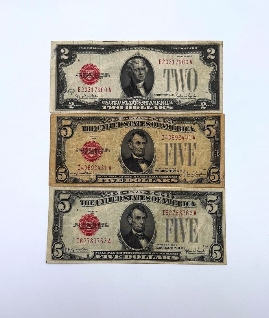 1928 Series $2 and $5 Federal Reserve Notes Red Seal (1 of 2)