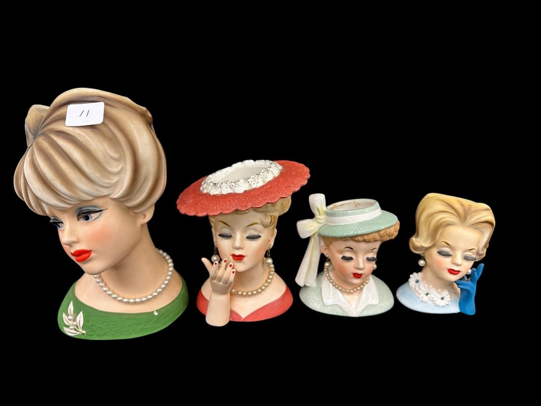 (4) Porcelain Head Vases (1 of 3)