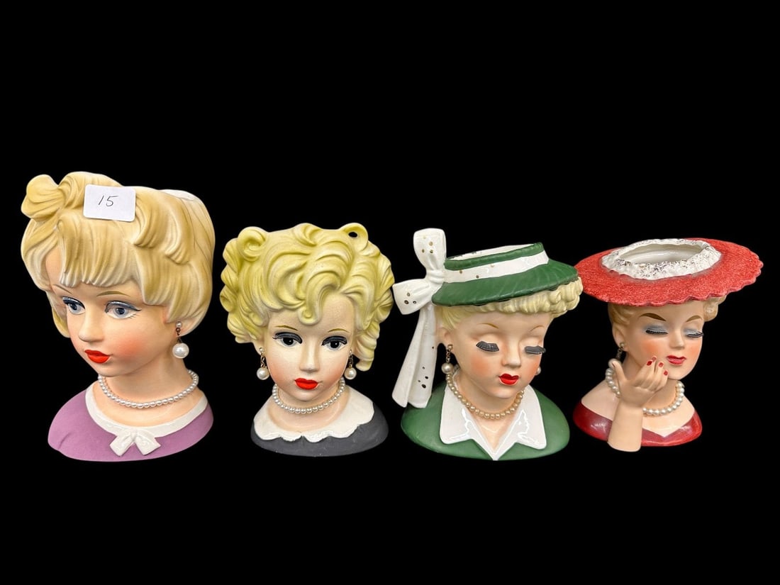 (4) Porcelain Head Vases: Inarco, Napco, and Others (1 of 3)