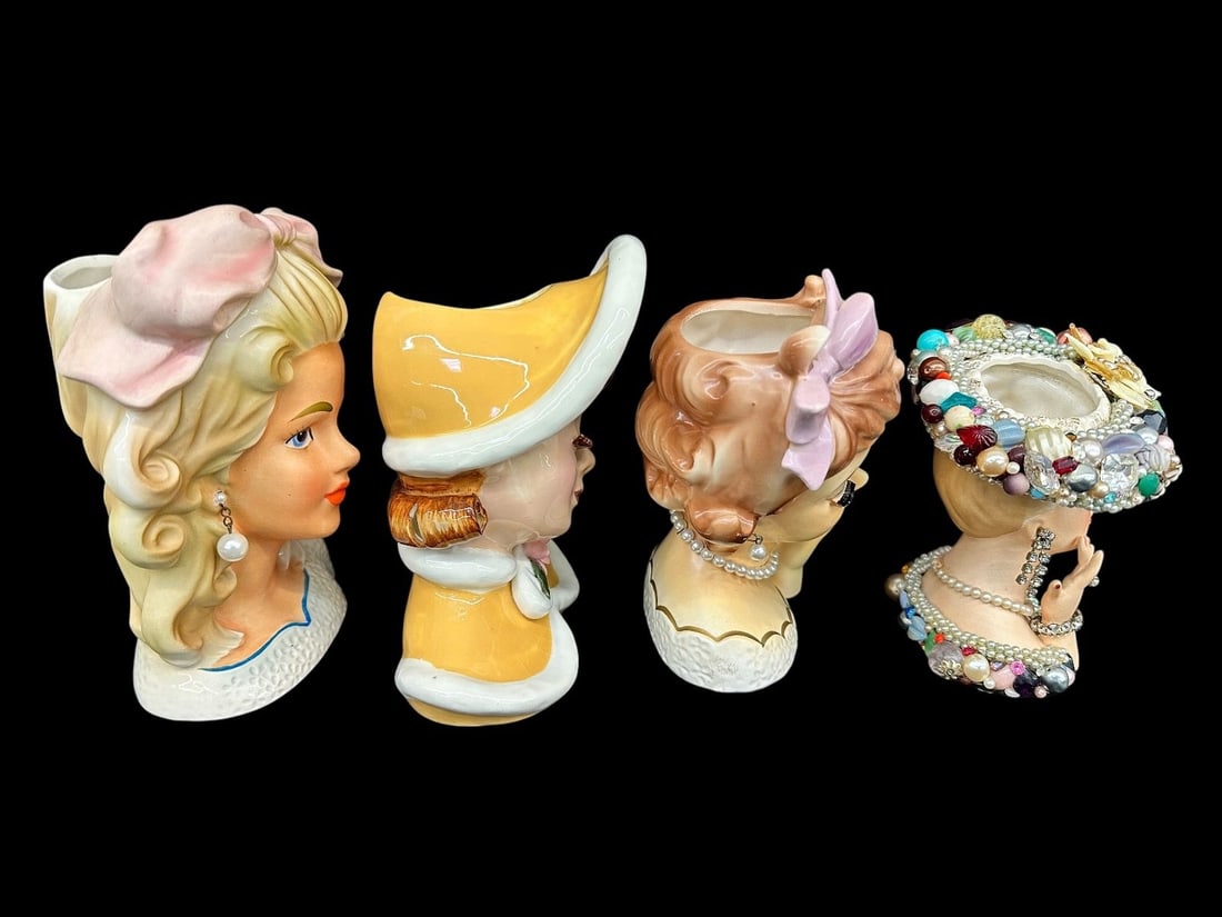 (4) Porcelain Head Vases (1 of 2)