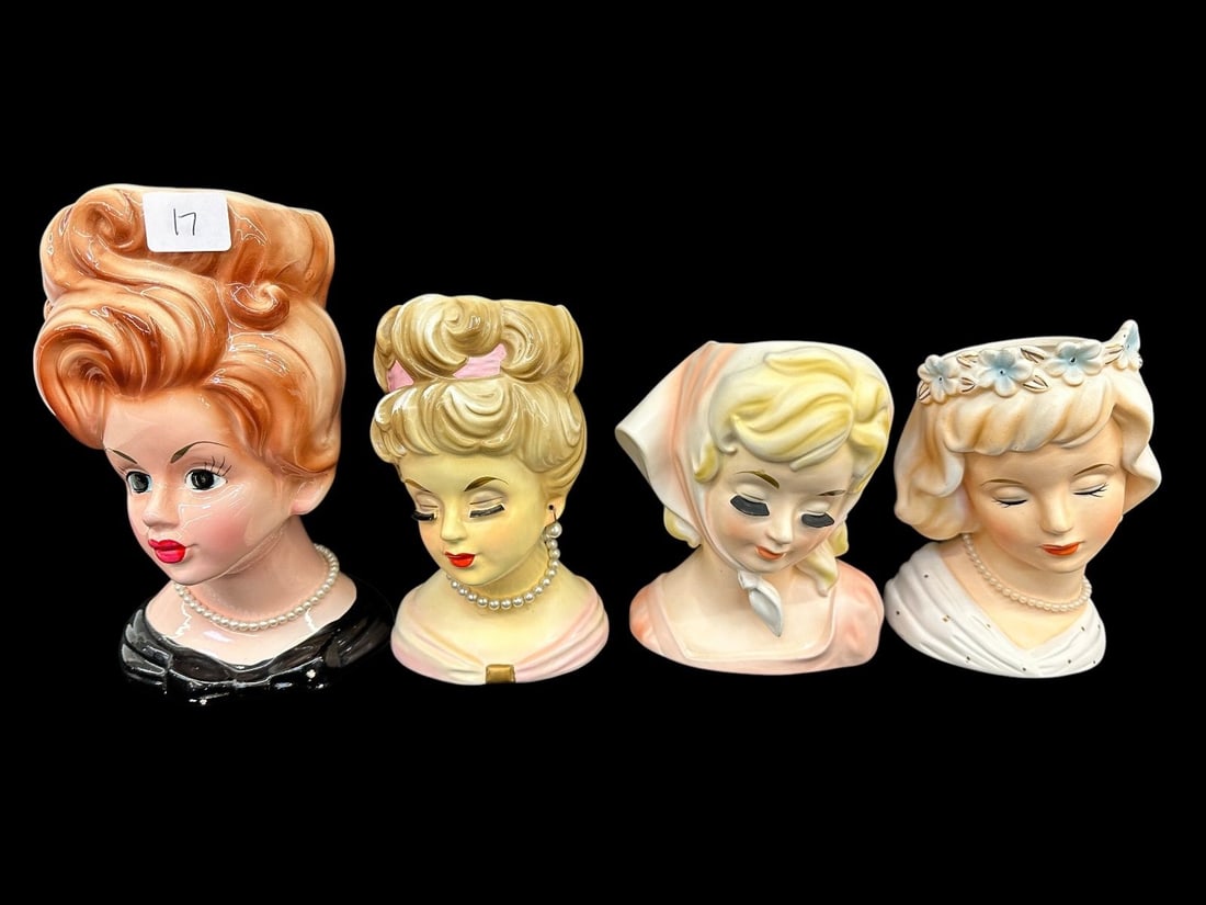 (4) Porcelain Head Vases: Inarco, Napco, and Others (1 of 3)