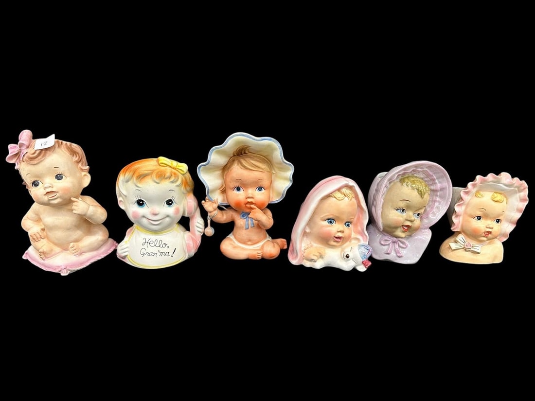 (6) Porcelain Head Vases: Inarco, Napco, and Others (1 of 3)