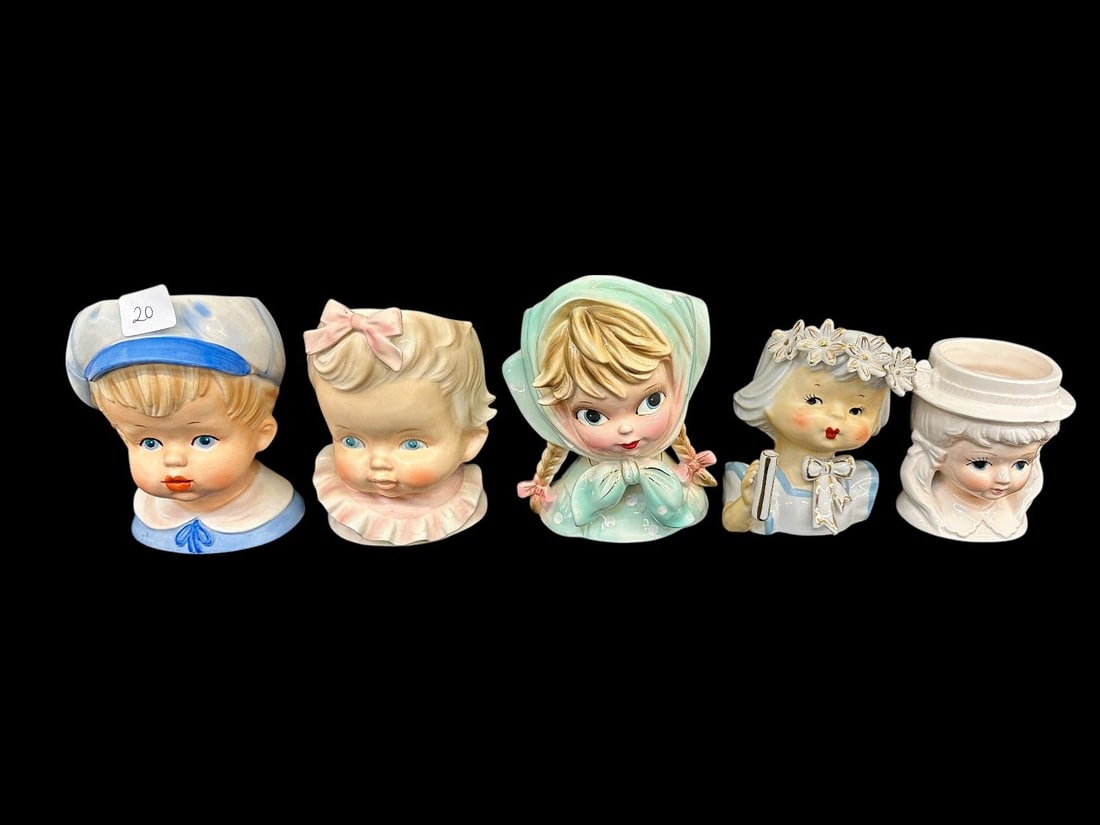 (5) Porcelain Head Vases: Inarco, Napco, and Others (1 of 3)