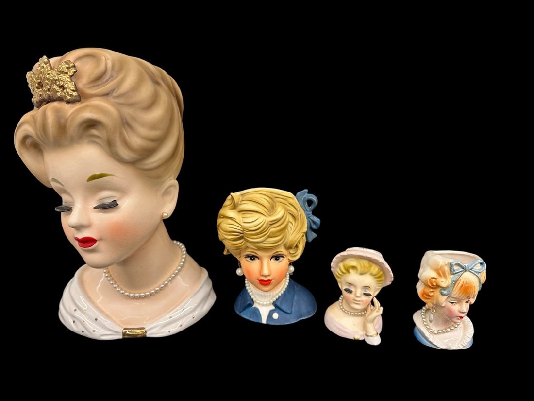 (4) Porcelain Head Vases (1 of 2)