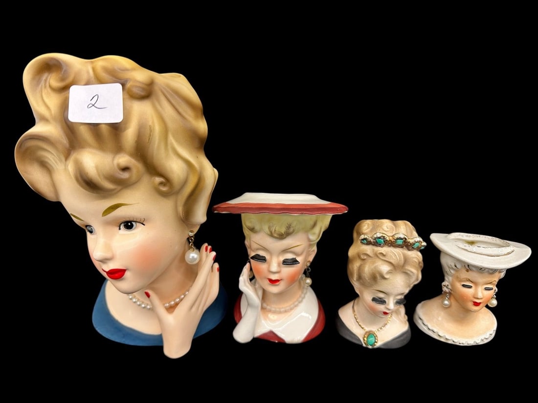 (4) Porcelain Head Vases (1 of 3)