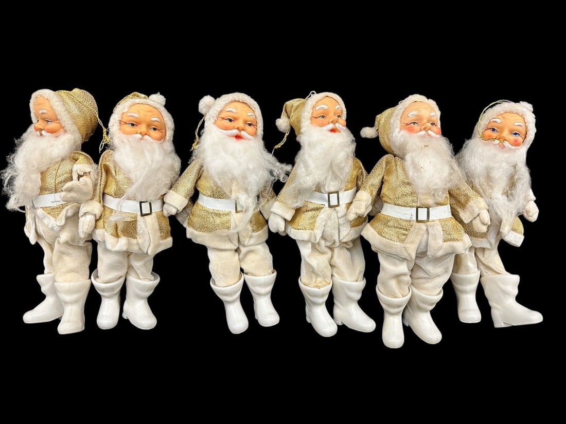 (6) Rubber White and Gold Santa Claus Dolls (1 of 6)